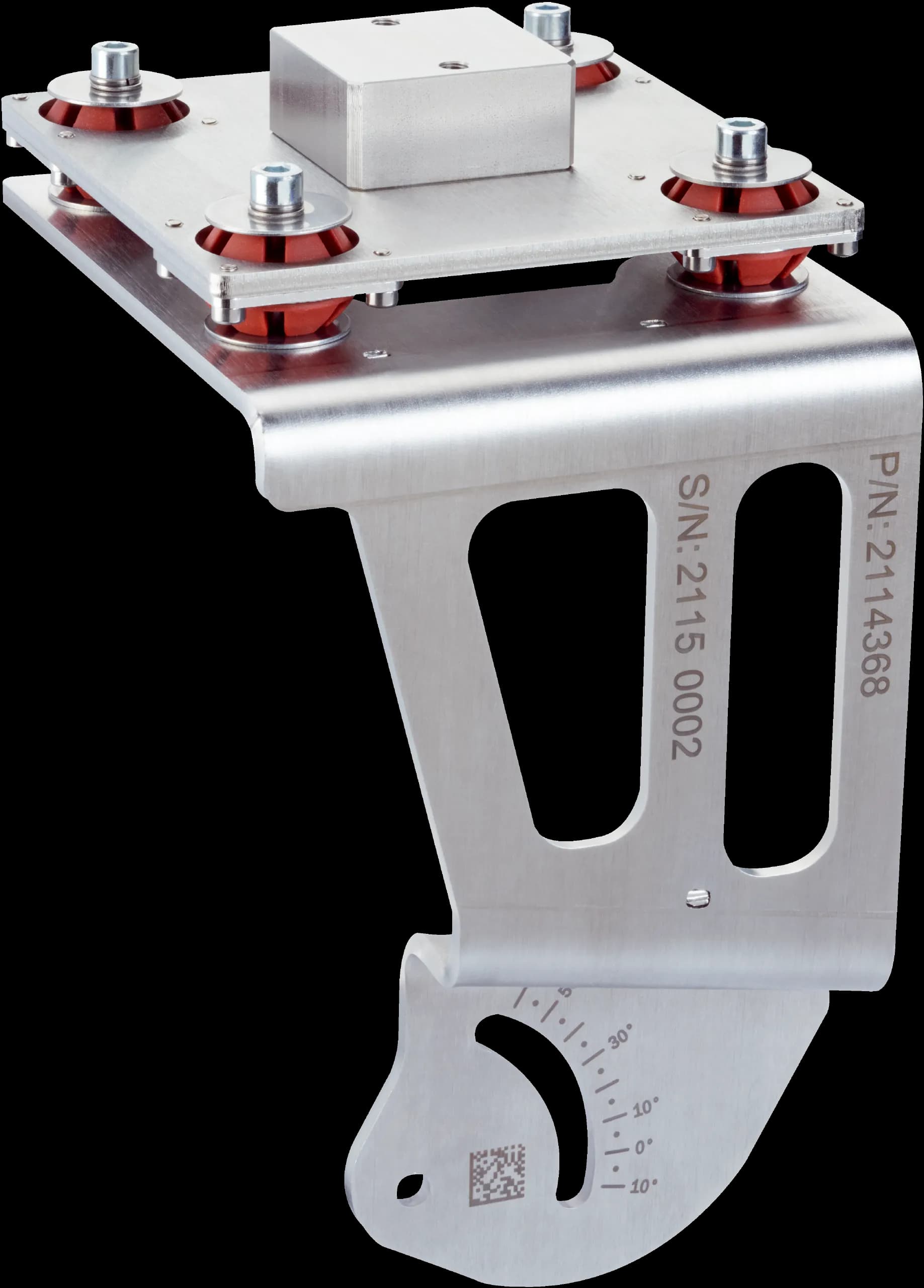 Mounting bracket with vibration/shock absorption for CLV69x with oscillating mirror